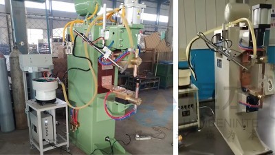青島焊本為客戶現(xiàn)場調試點焊機和螺母輸送機